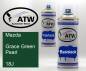 Preview: Mazda, Grace Green Pearl, 18J: 400ml Sprühdose + 400ml Klarlack - Set, von ATW Autoteile West.